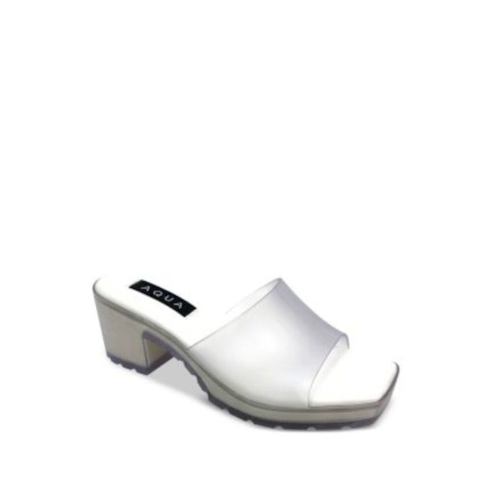 AQUA Womens Clear 1" Platform Treaded Jelly Square Toe Slip On Jelly 8